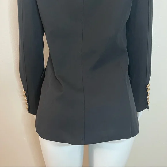 Black lapel collar women's blazer with metal buttons decor - Picture 10 of 11